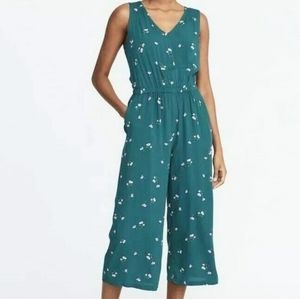 Old Navy Green Floral Midi Length Jumpsuit